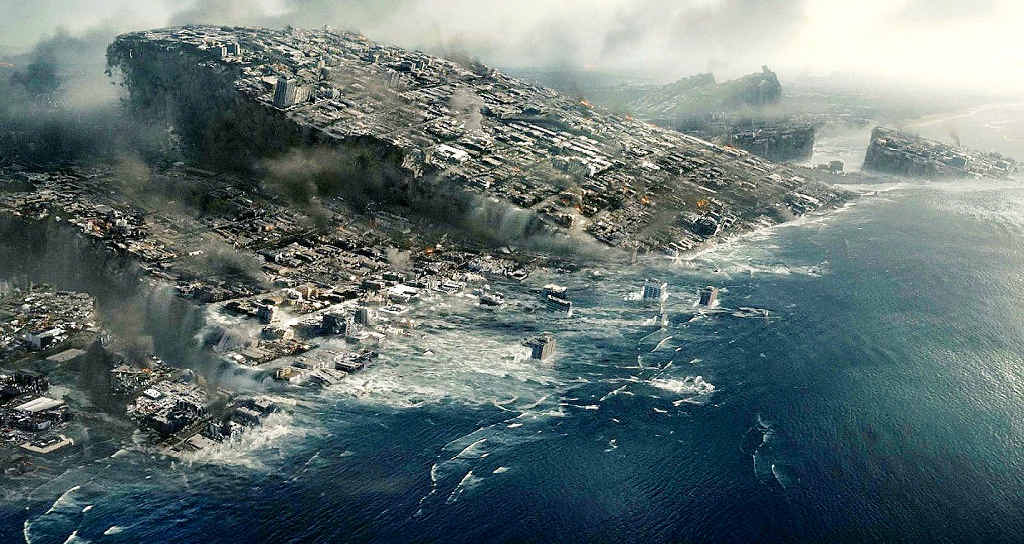 A still from the 2009 big-budget thriller 2012, in which the earth’s core heats up, causing massive earthquakes and tsunamis that wipe out a huge percentage of the population. A still from the 2009 big-budget thriller 2012, in which the earth’s core heats up, causing massive earthquakes and tsunamis that wipe out a huge percentage of the population.